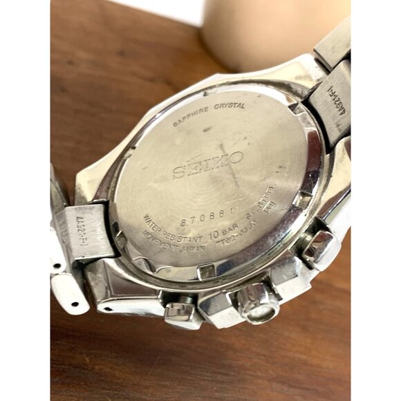 Seiko Men's Watch 7T62-0JJ0 Quartz Chronograph Gray Silver Stainless Steel 42mm - Picture 7 of 15